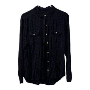 Men's Universal Thread Goods Black Blue Button Down Shirt Size Large GUC #0458